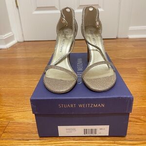 Stuart Weitzman Nudist Song Platinum Noir Heels
